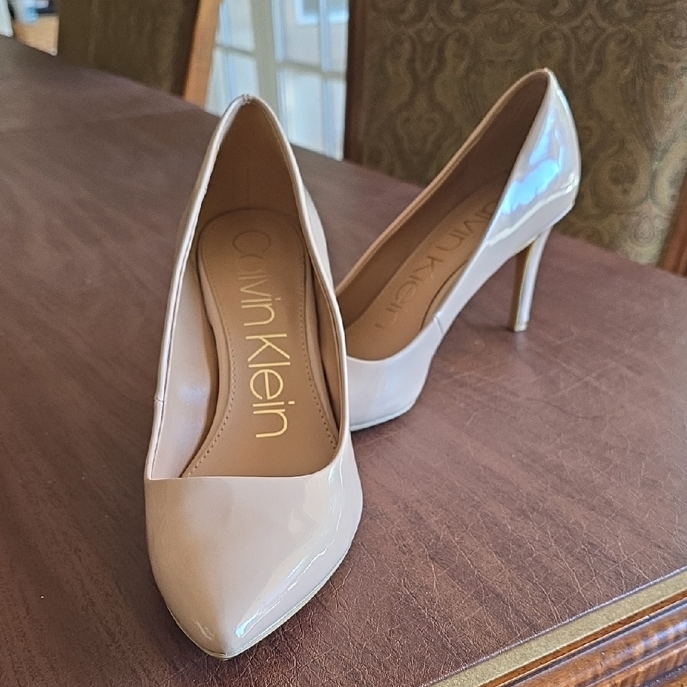 Calvin Klein Women's Beige Patent Heels